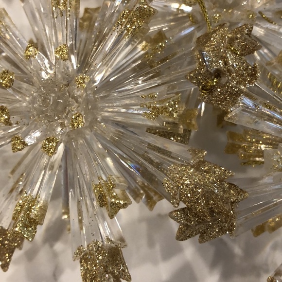 🎄Vintage acrylic plastic starsnowflake Christmas ornaments set (7) clear gold - Picture 6 of 10